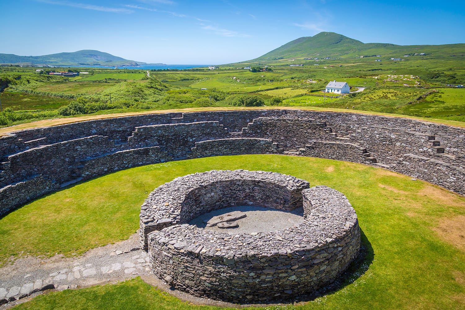 The old Cahergall Stone Fort near Cahersiveen, Ireland