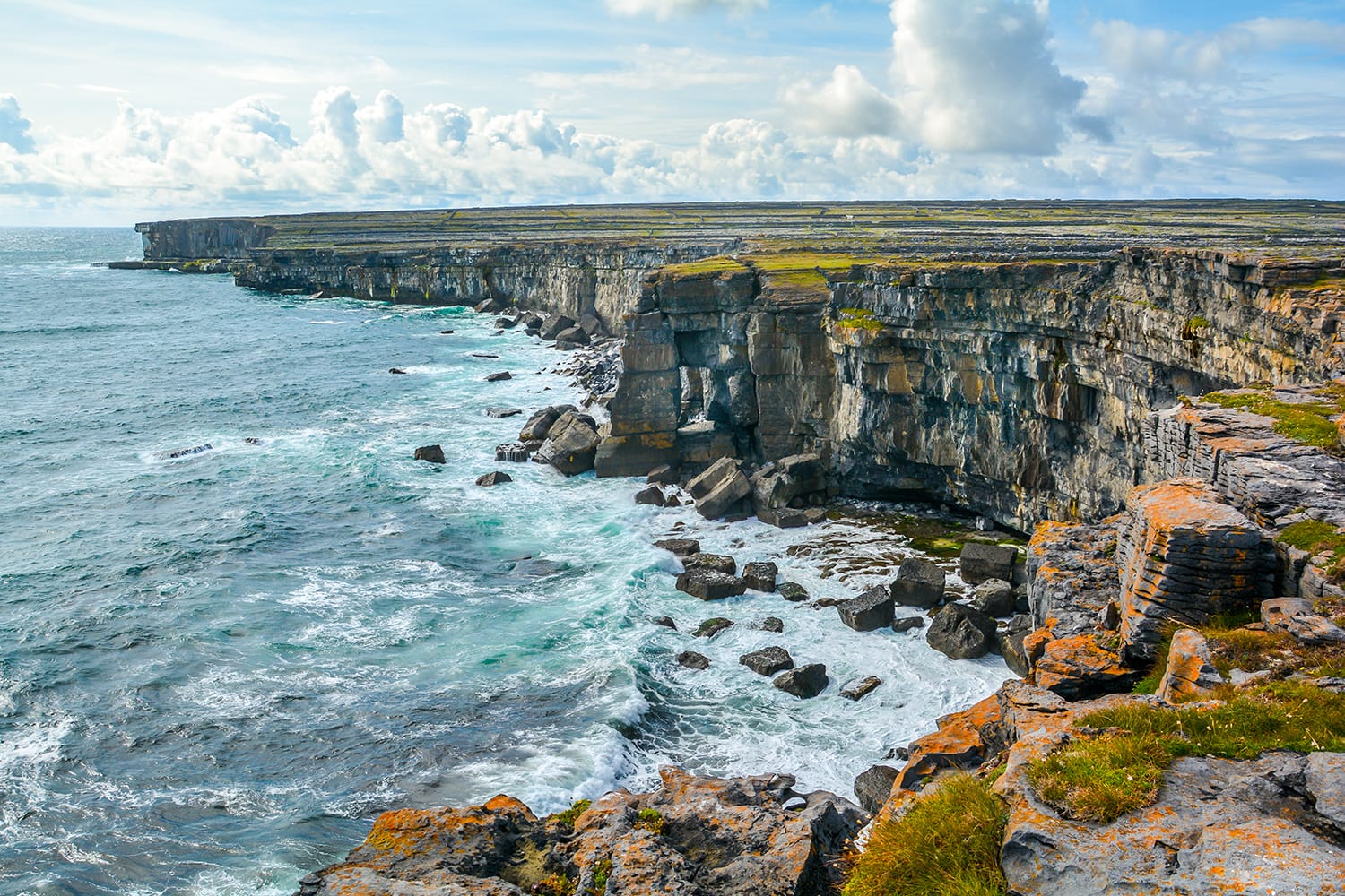 The scenic cliffs of Inishmore, Aran Islands, Ireland.