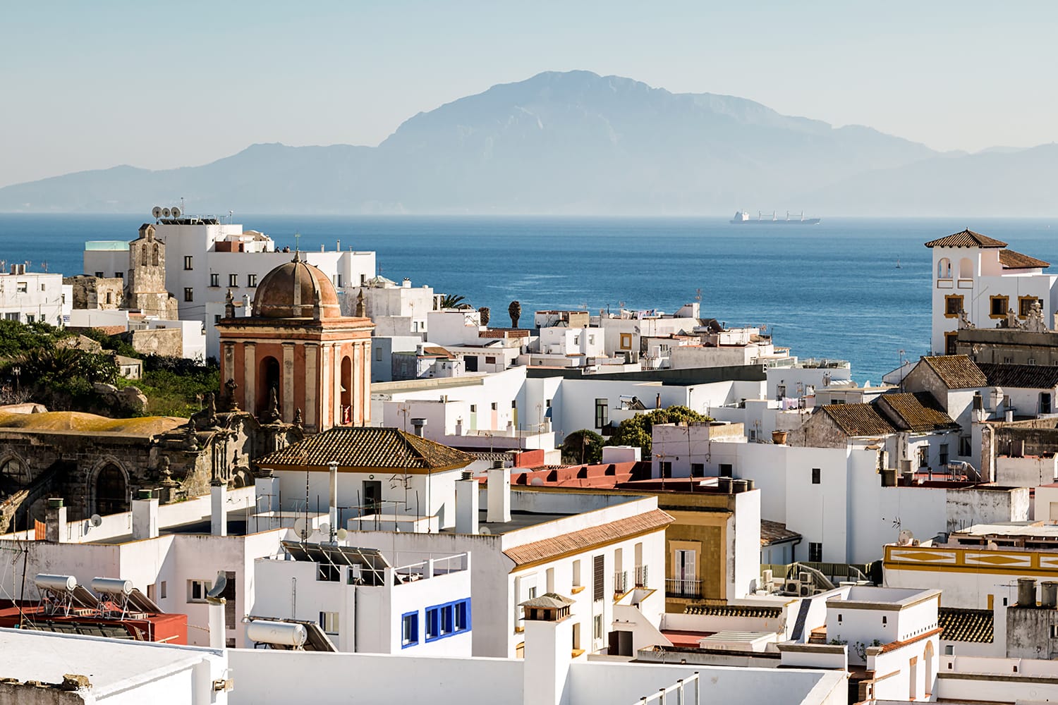 Village of Tarifa in Spain, located in the Strait of Gibraltar
