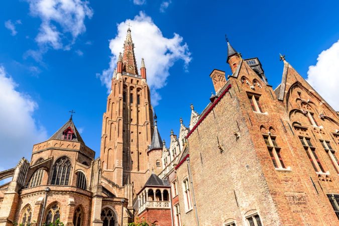 Church of Our Lady (Vrouwekerk) dates from 13th century, tallest structure in the city and the second tallest brickwork tower in the world, Bruges, Belgium