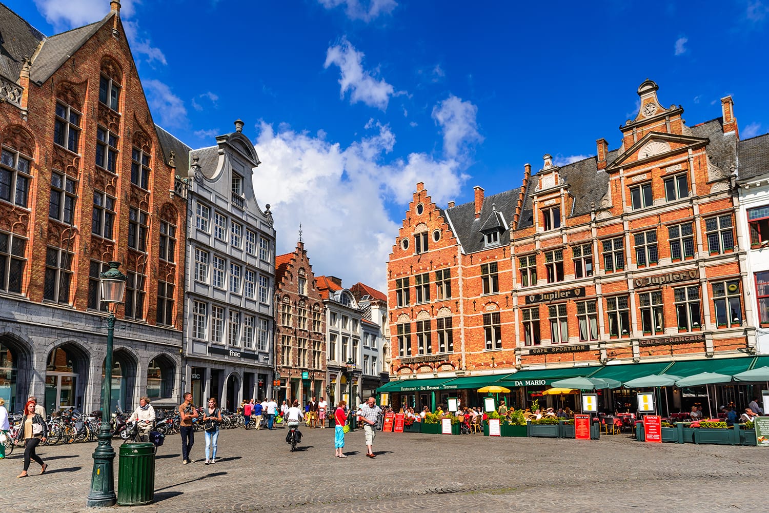 old houses in Markt, medieval market square of Bruges (Brugge) in Belgium