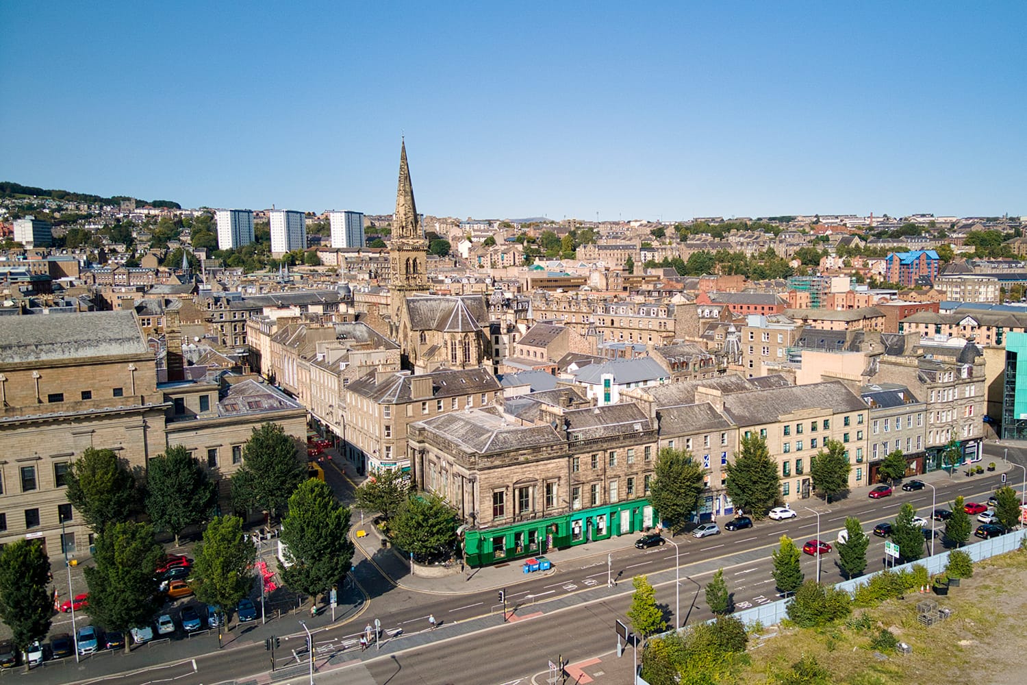 Aerial view of Dundee in Scotland, UK