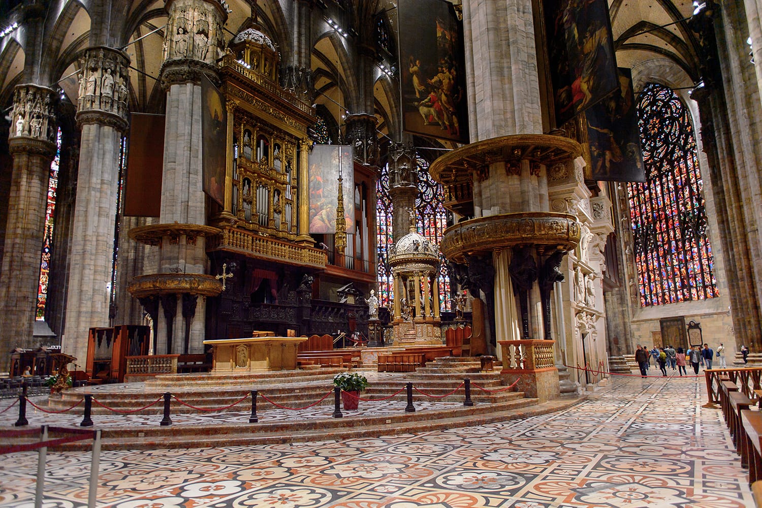 Interior of the Duomo di Milano (Dome of Milan), Milan, Italy. Metropolitan Cathedral-Basilica of the Nativity of Saint Mary