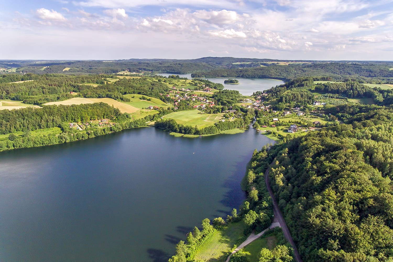 Aerial lake located in the area of the Kashubian Landscape Park, Poland