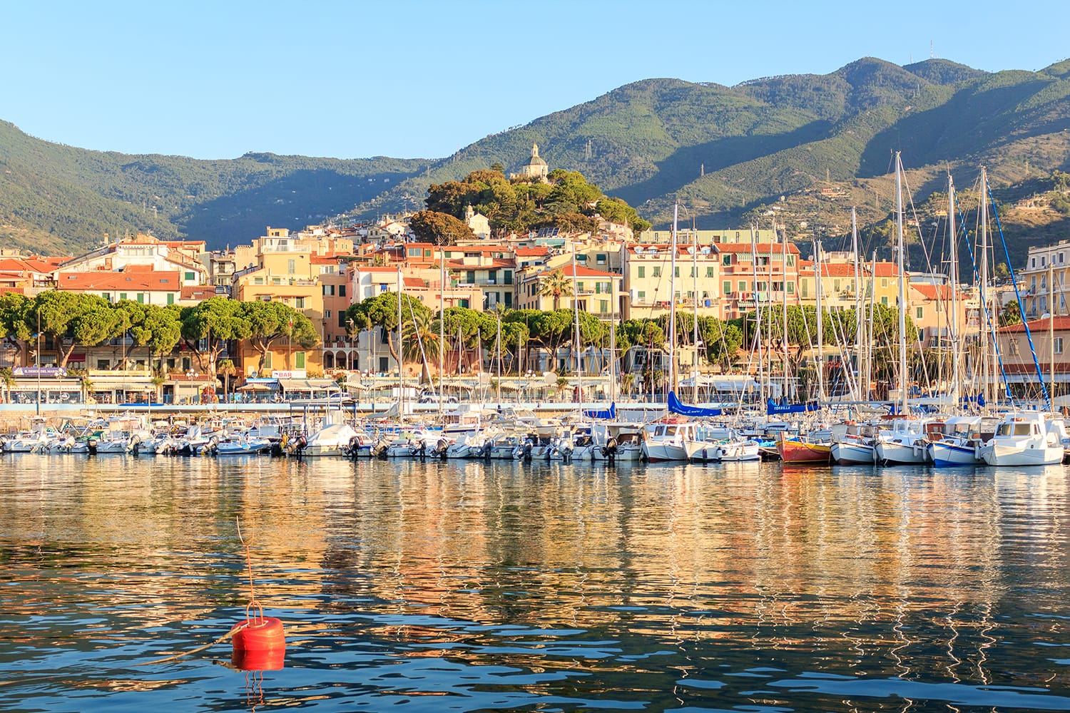 Old town of Sanremo (La Pigna) and Madonna della Costa Church, Liguria, Italy