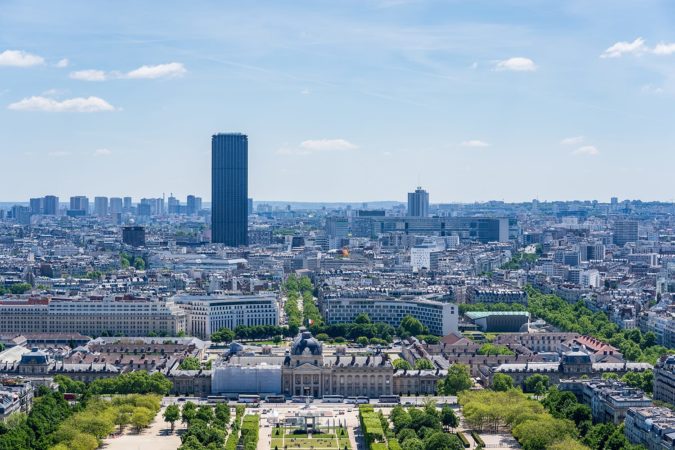 Tour Montparnasse Paris at the end of Champ de Mars in Summer