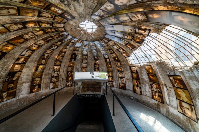 Entrance of Bunkart 2, Tirana nuclear bunker in city center transformed into history museum, Albania