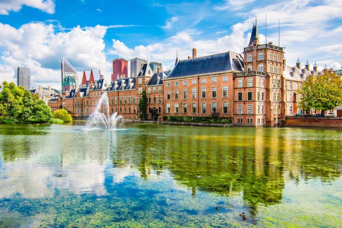 Panoramic landscape view in the city centre of The Hague (Den Haag), The Netherlands.