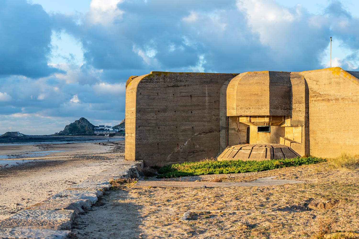 WWII concrete nazi bunker on the seashore of Saint Ouens Bay, bailiwick of Jersey, Channel Islands