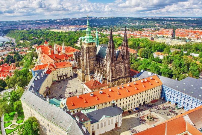 Aerial view of Lesser Town in Prague