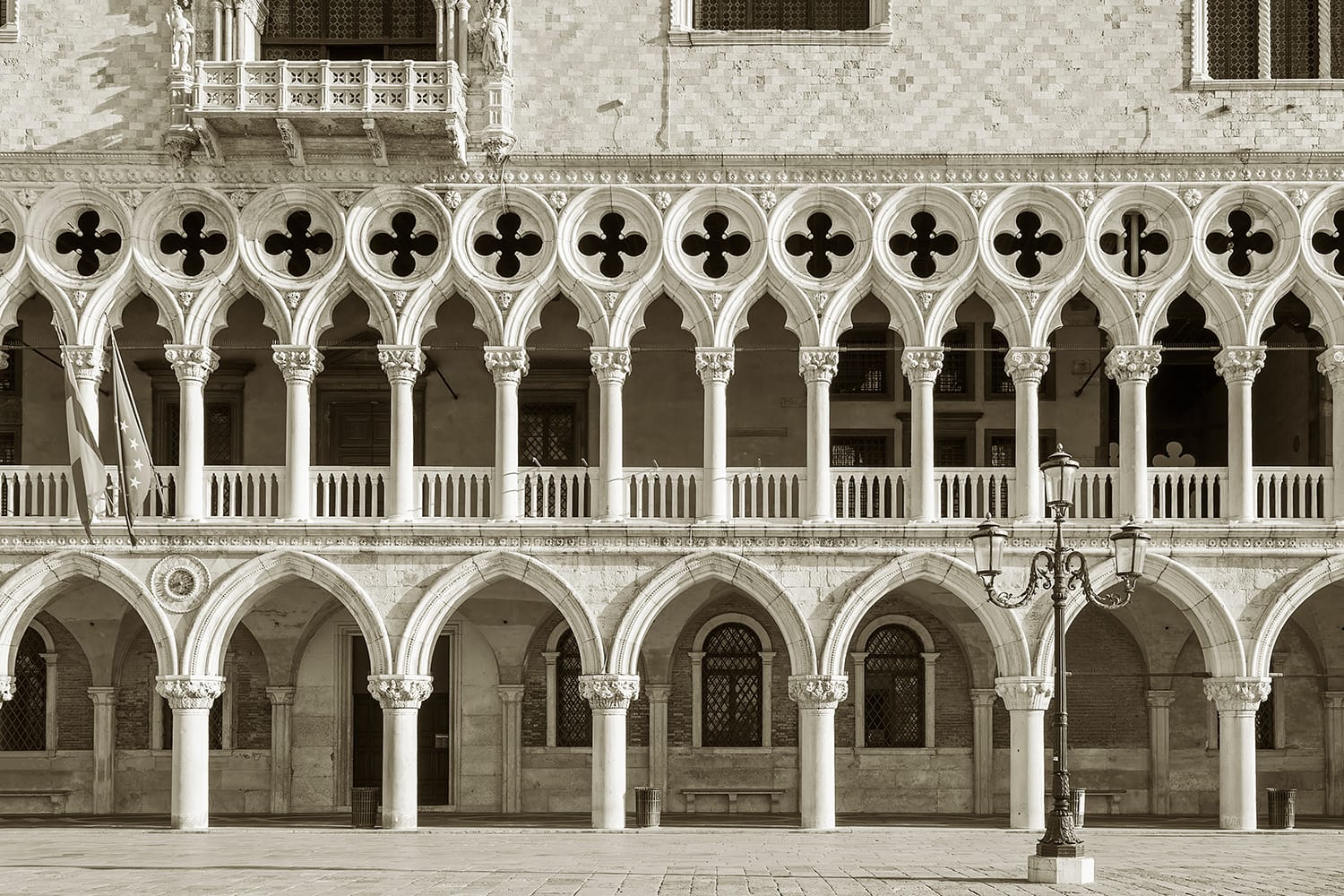 Architectural detail of Doge's palace in St Mark's Square in Venice (Palazzo Ducale), Italy