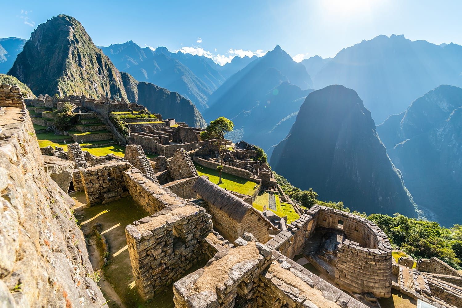 Temple of the Sun at the Machu Picchu site in Cusco, Peru, South America