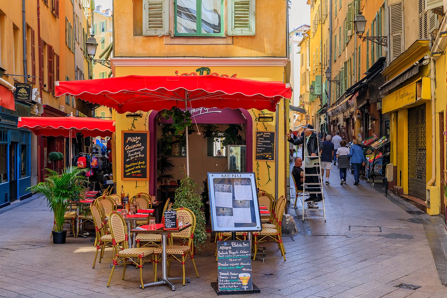 Tourists visiting the pedestrian zone in Nice, France