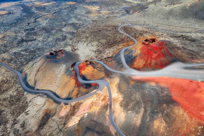 Volcanos in Timanfaya National Park on Lanzarote, Spain