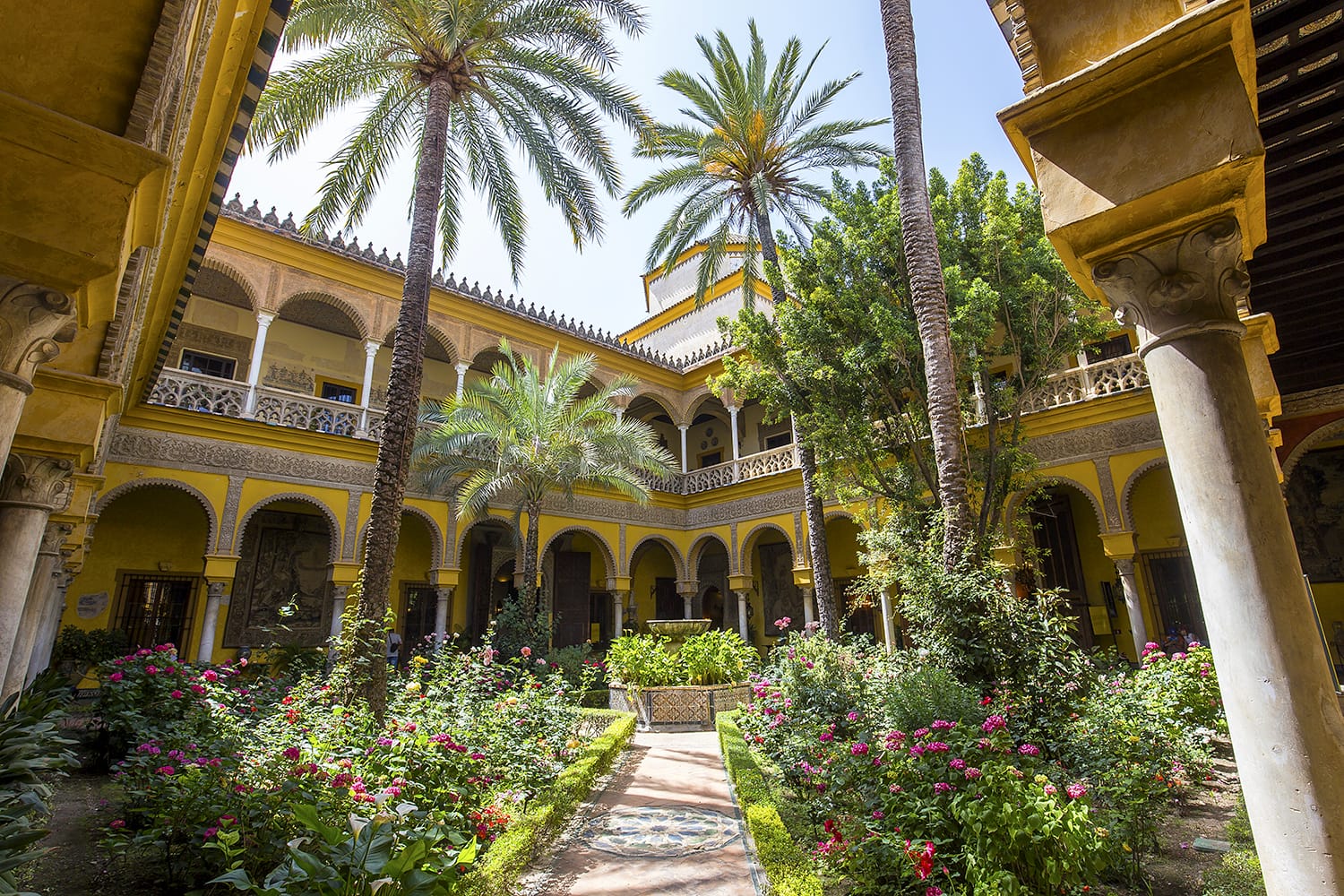 interiors and details of Palacio de las duenas in Seville, Spain