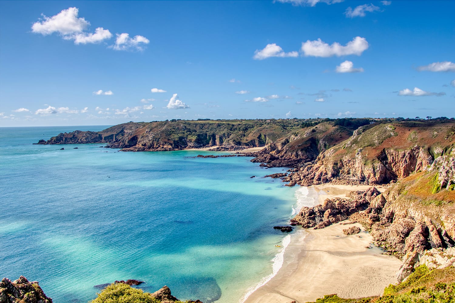 South coast cliffs of Guernsey. Looking over towards Petit Bot.