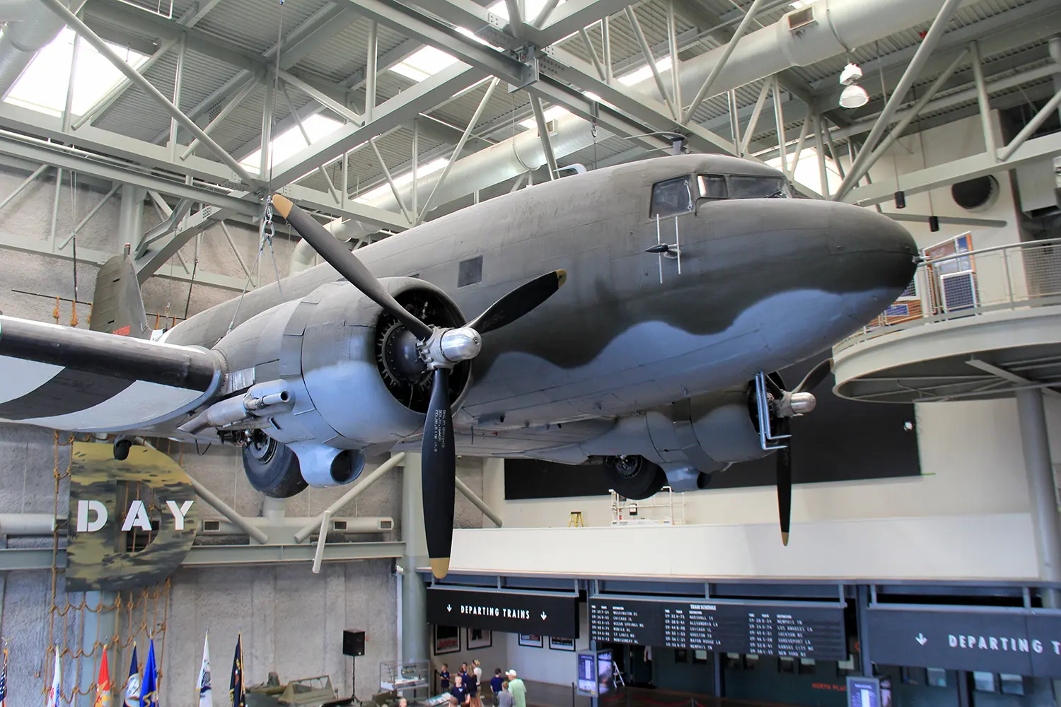 Humongous fighter plane in hanger of historic National WWII Museum, New Orleans