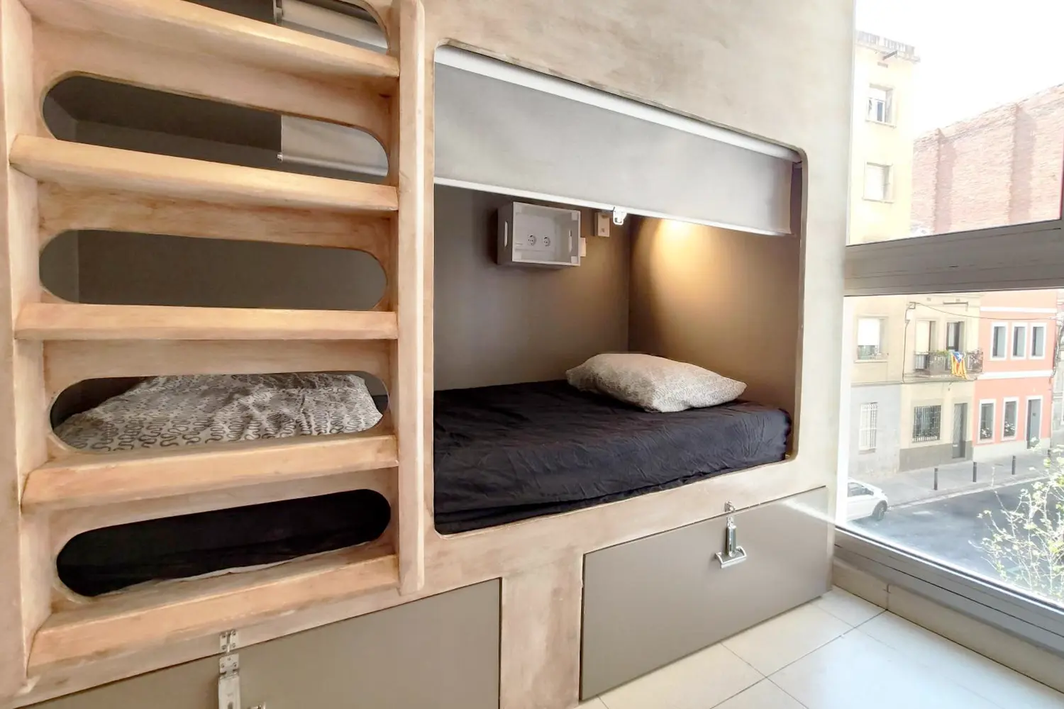 Dorm room at Onefam Sants hostel in Barcelona