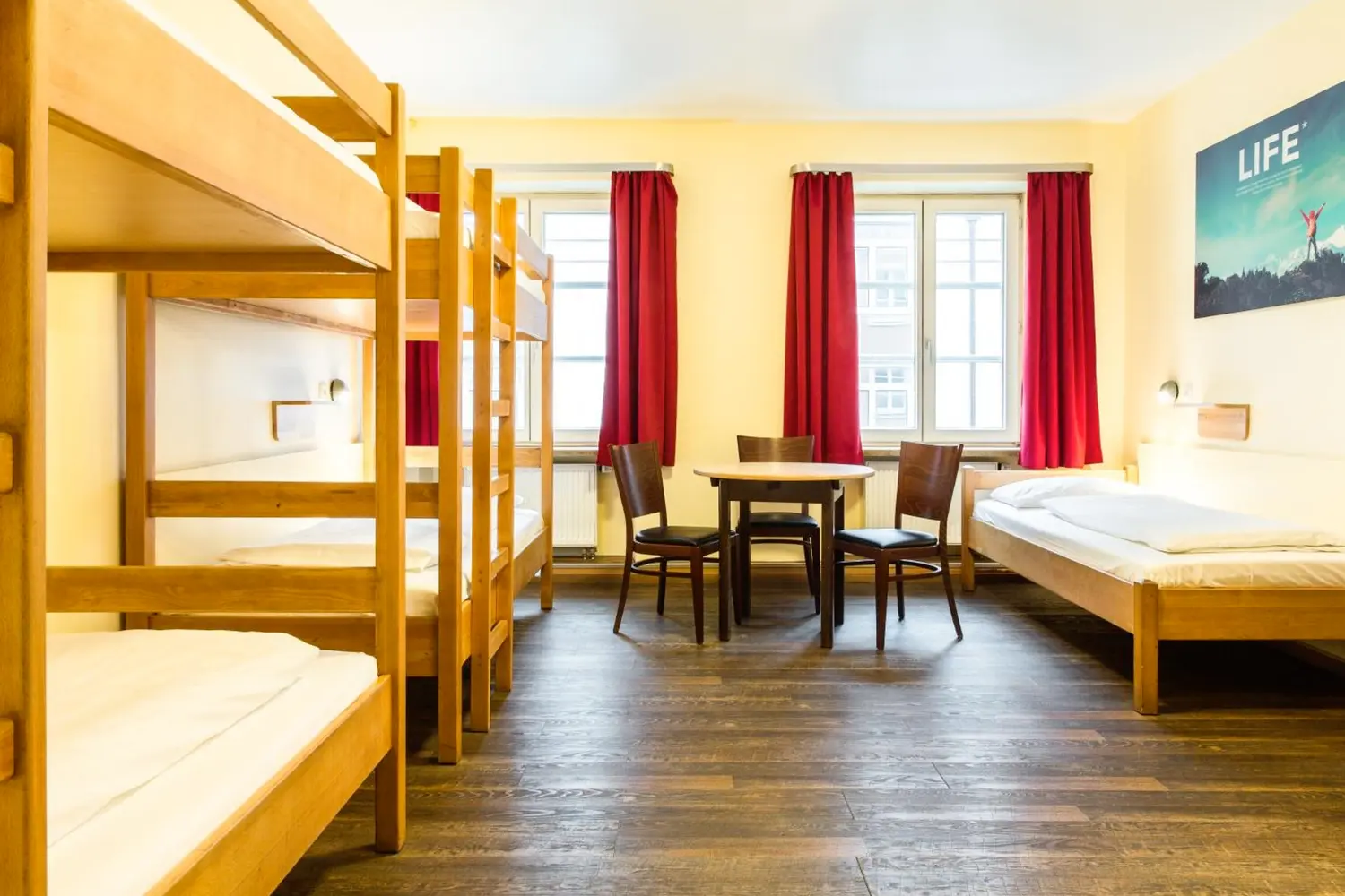 Dorm room at the Euro Youth Hostel in Munich, Germany