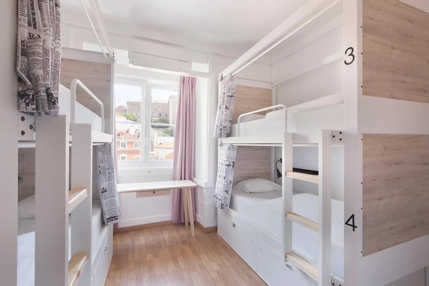 Dorm room at the Goodmorning Solo Traveller Hostel in Lisbon