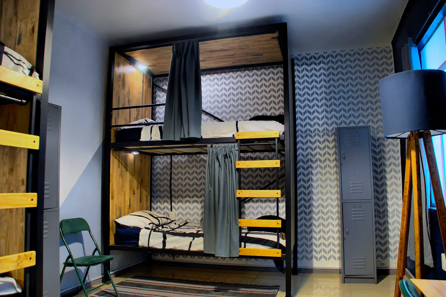 Dorm room at the Wanderlust District hostel in Mexico City