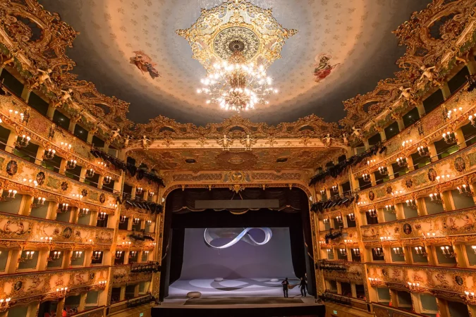 Interiors and architectural details of Teatro la Fenice, Venice