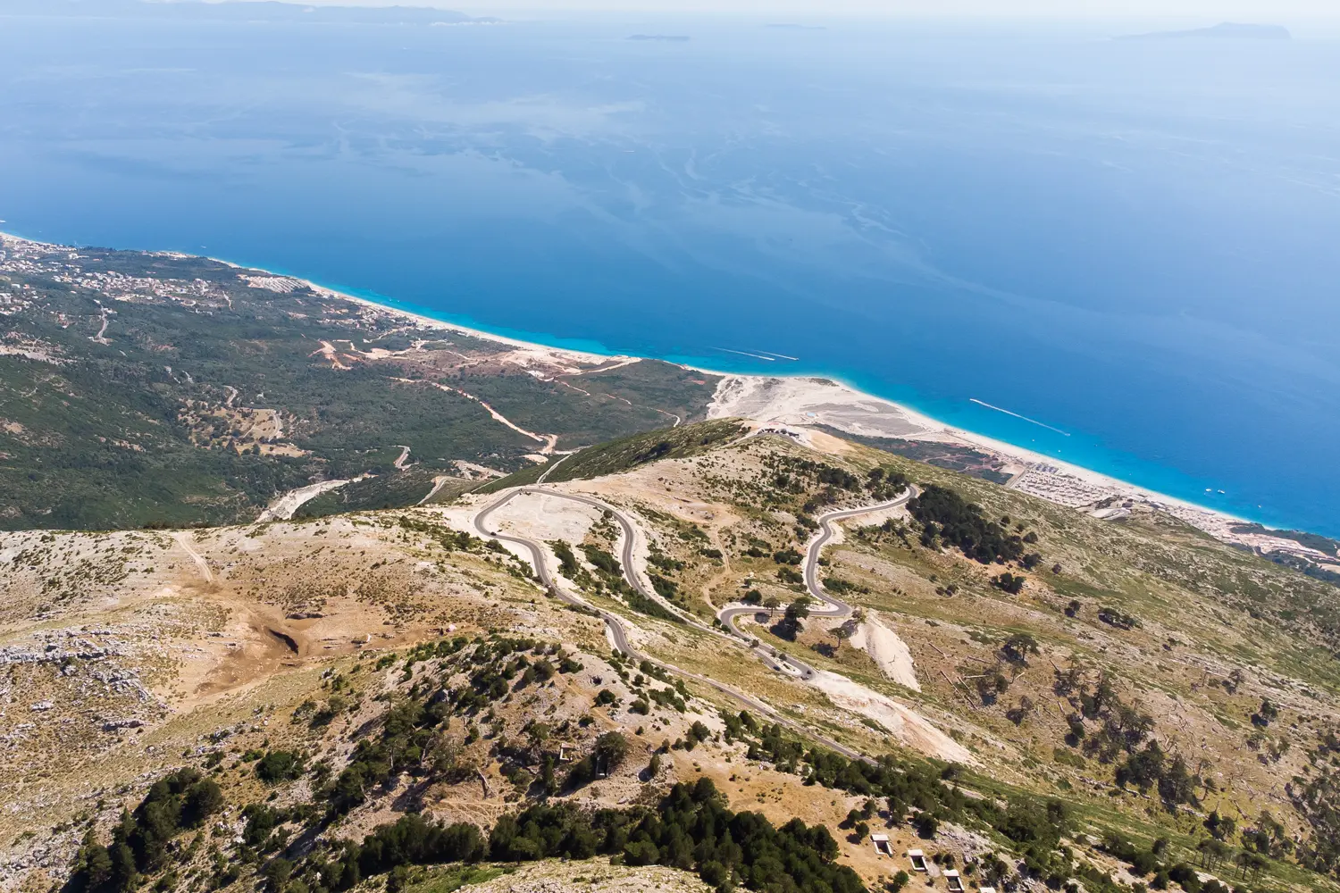 Road in the mountains on the Llogara pass in Albania.
