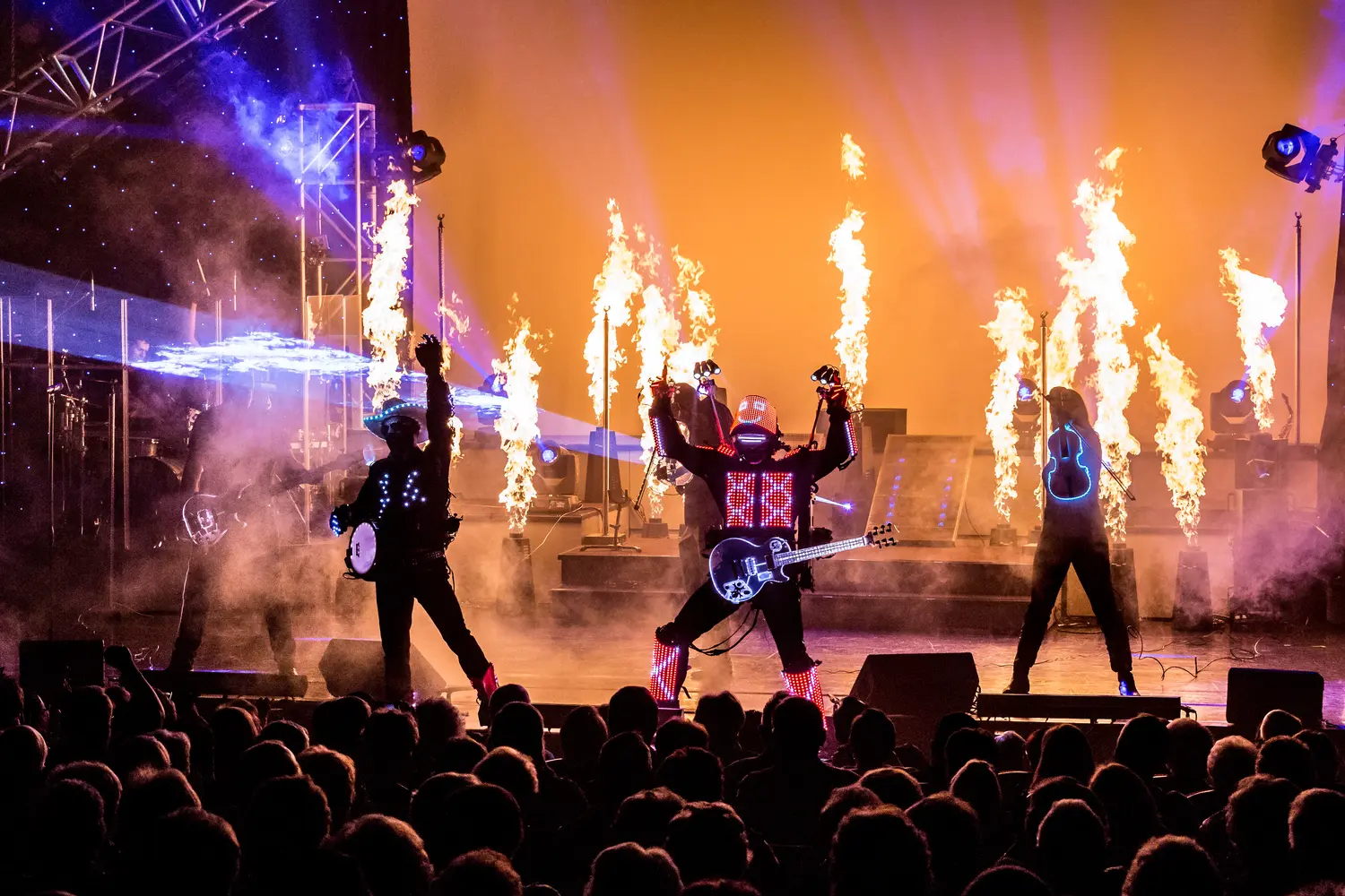 Haygoods entertainers on stage performing in front of a crowd in Branson, MO.