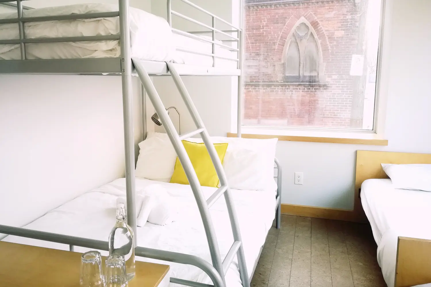 Dorm room at the Planet Traveler Hostel in Toronto, Canada
