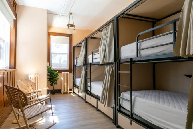 Dorm room at the QBEDS Hostel in Quebec City, Canada