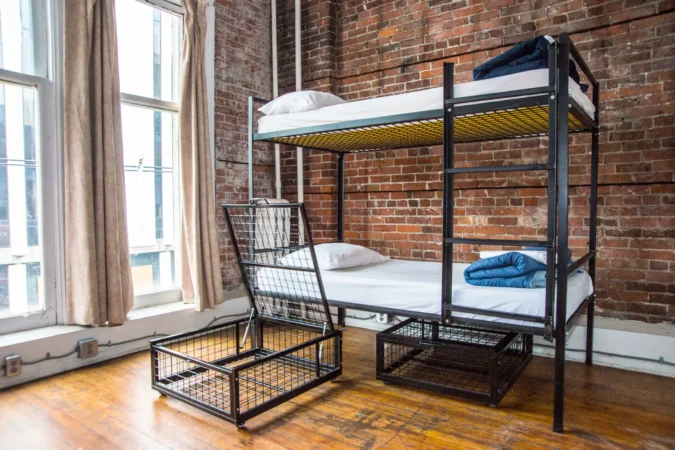 Dorm room at the Cambie Hostel - Gastown in Vancouver, Canada