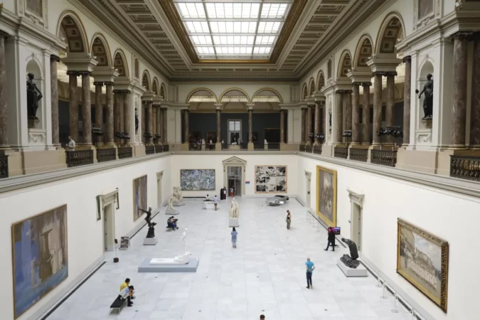 Visitors take a tour at the Royal Museums of Fine Arts of Belgium in Brussels, Belgium