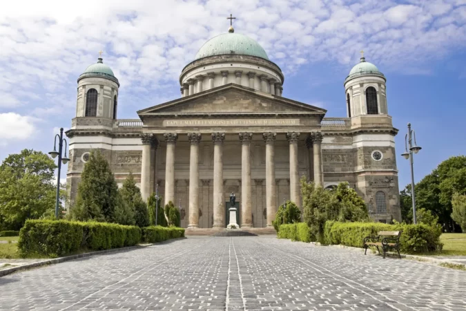 Main entrance of the Basilica of Esztergom, Hungary