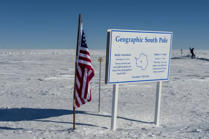 American flag at the geographic South Pole