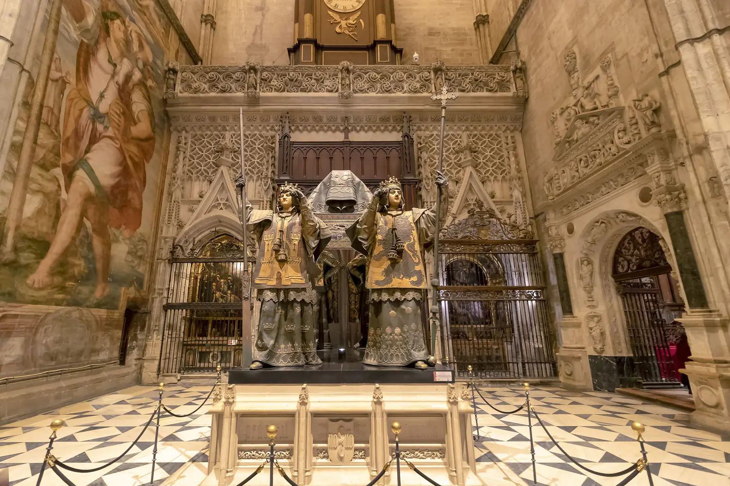 Tomb of Cristobal Colon in the cathedral in Seville, Andalucia, Spain