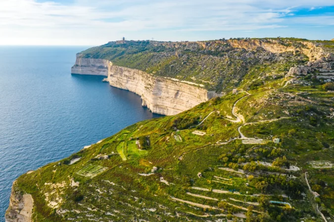 Aerial view of Dingli Cliffs in Malta