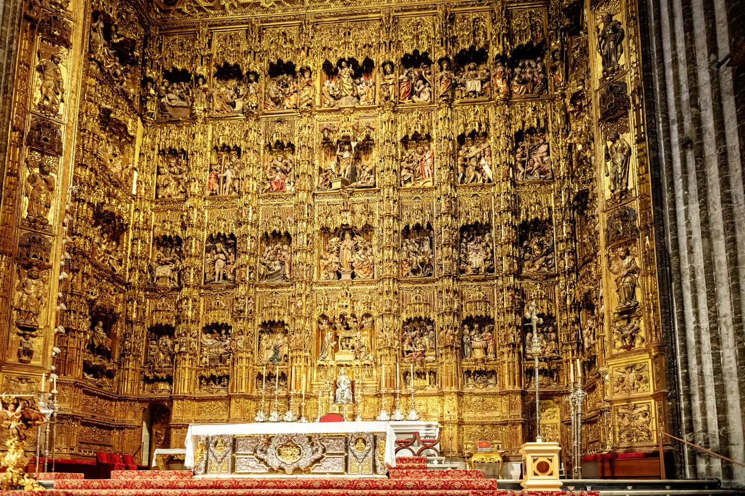 Golden retablo mayor in Seville cathedral.