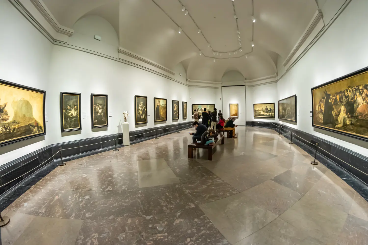 Visitors inside the Prado Museum in Madrid, Spain