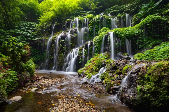 Banyu Wana Amertha waterfall on Bali, Indonesia