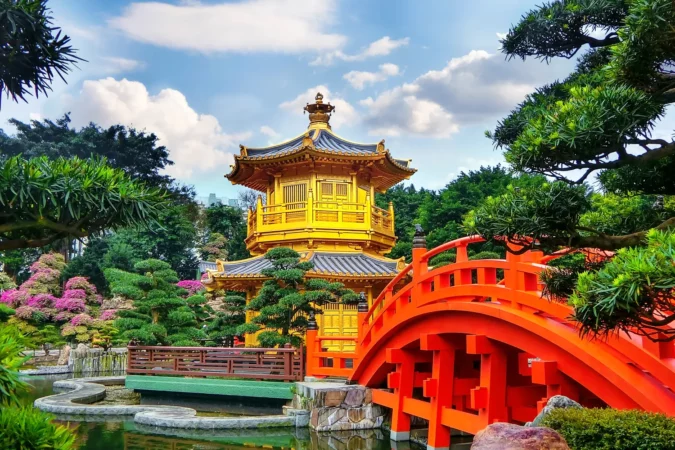 The Golden Pavilion of absolute perfection in Nan Lian Garden in Chi Lin Nunnery, Hong Kong.