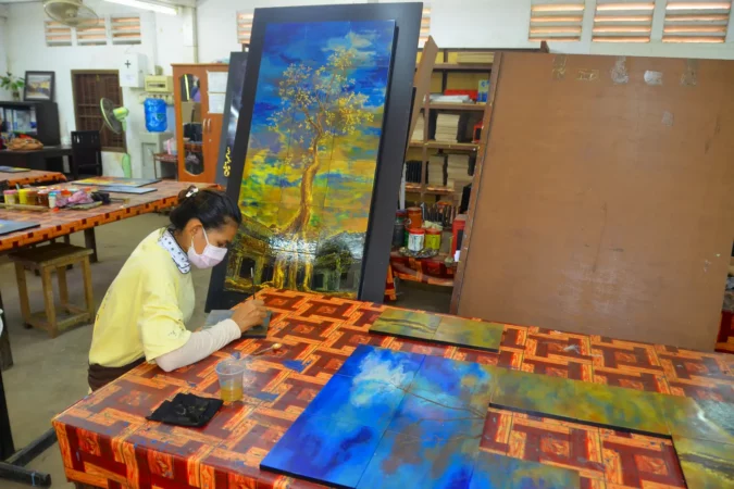 Painter at the Artisans Angkor in Siem Reap, Cambodia