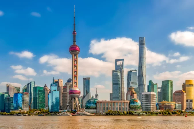 The Shanghai skyline with the Oriental Pearl Tower