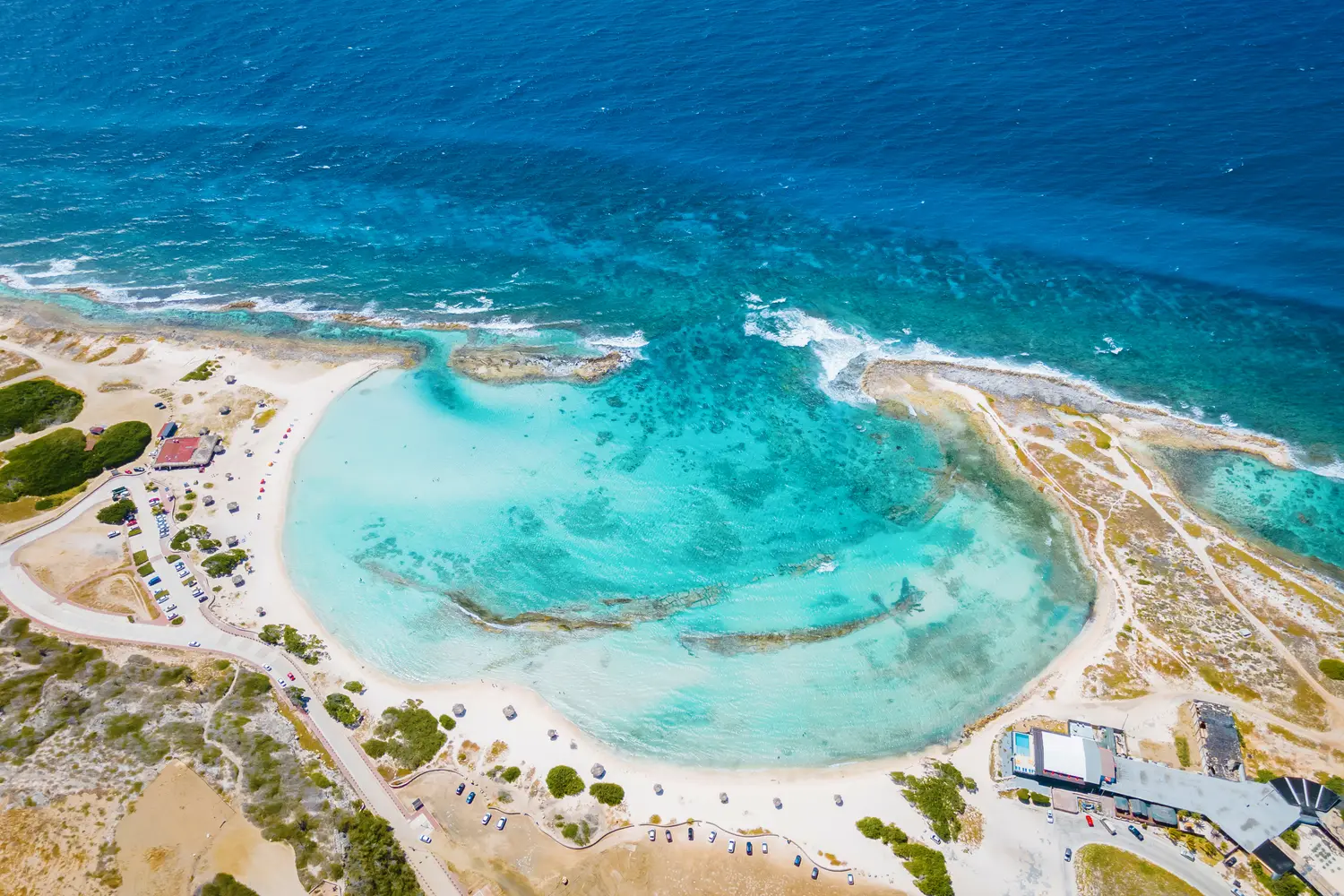 Aerial view of Baby Beach on Aruba