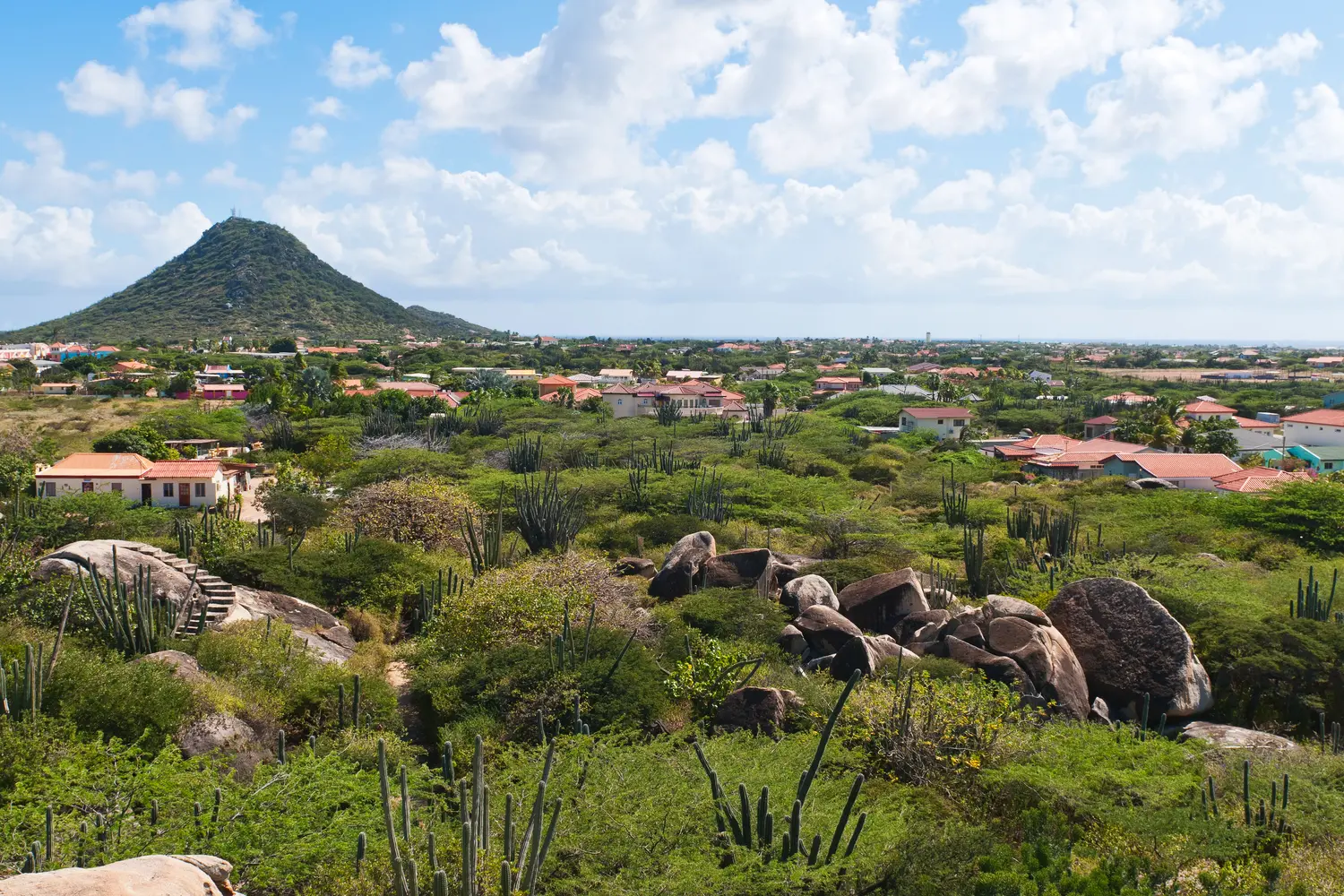 View at Hooiberg from Casibari Rock Formations in Aruba