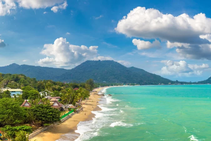 Panorama of Lamai Beach on Koh Samui island, Thailand