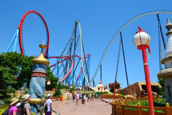 Roller Coaster in PortAventura Amusement Park in Spain.