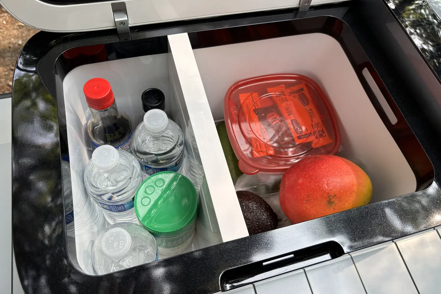 ICECO GO20 car fridge with food