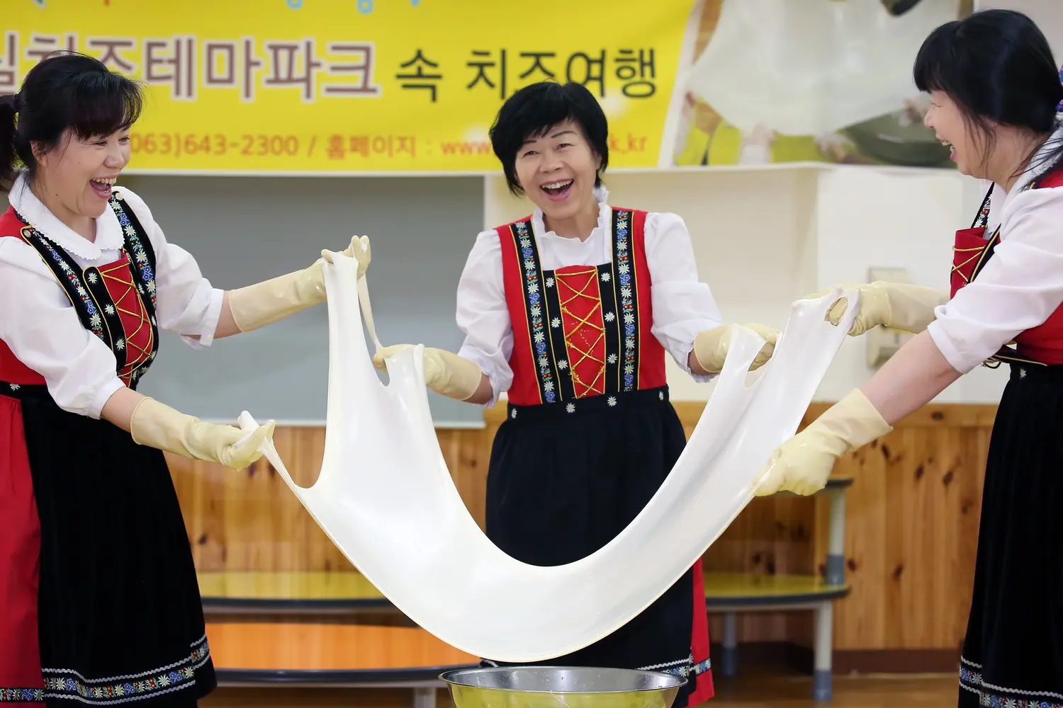 Cheese making demonstration at the Imsil Cheese Theme Park in South Korea