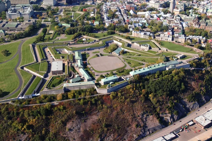 Aerial view of the Citadel, the old fortress of Quebec City