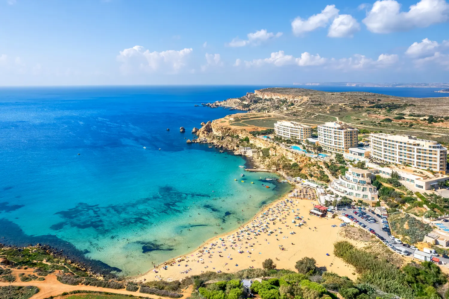 Golden bay beach in Malta